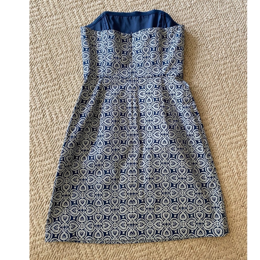 Vineyard Vines Tile Indigo Strapless Dress - 0 - Picture 2 of 9